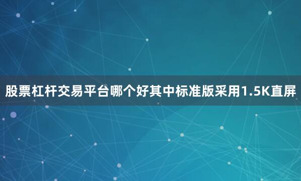 股票杠杆交易平台哪个好其中标准版采用1.5K直屏